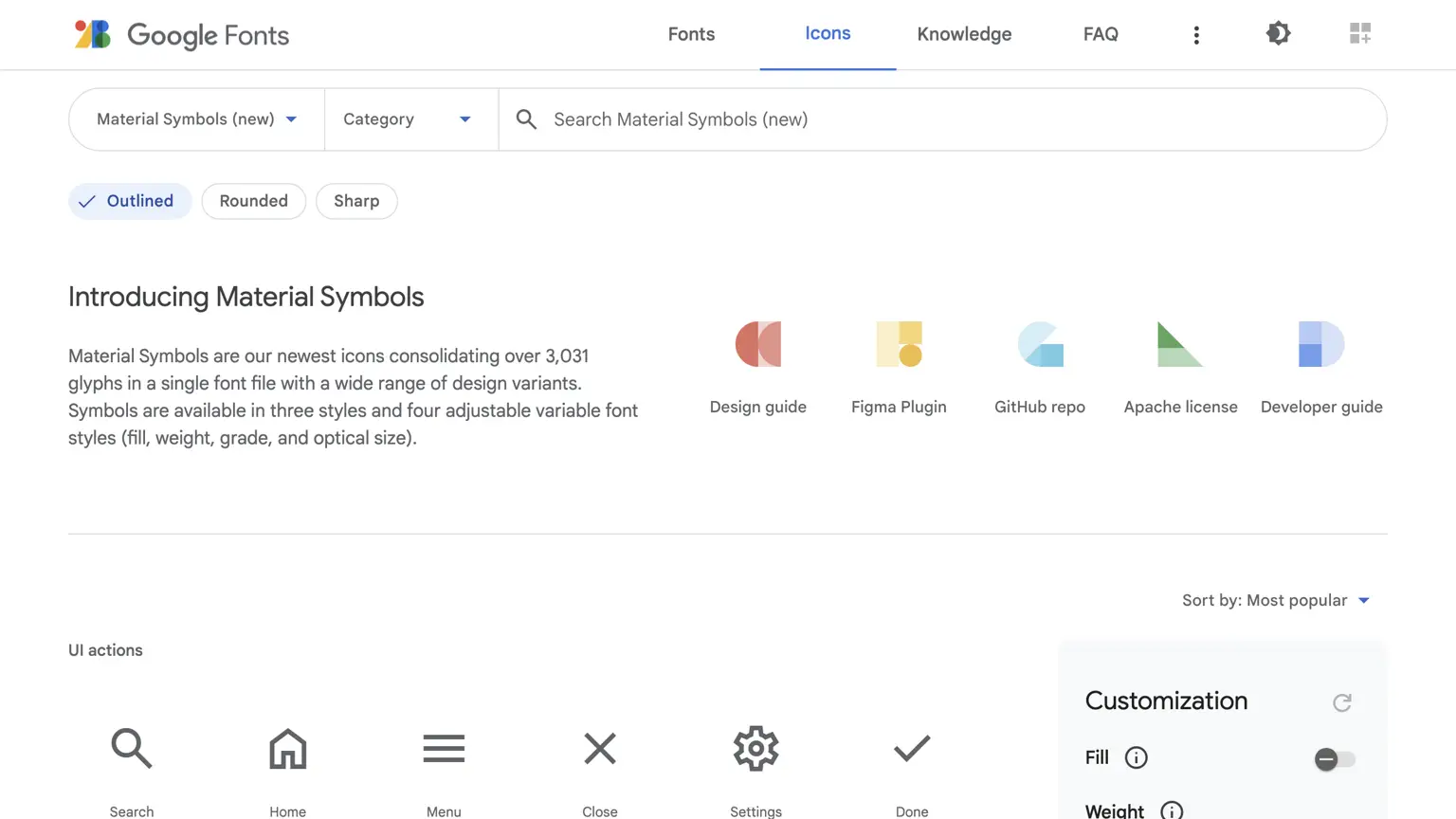 Google Fonts首頁截圖